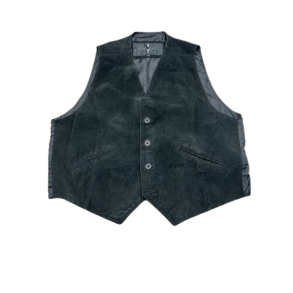 Joshua Ross Size 2XL Tall Black Leather Suede Lined Button Down Vest